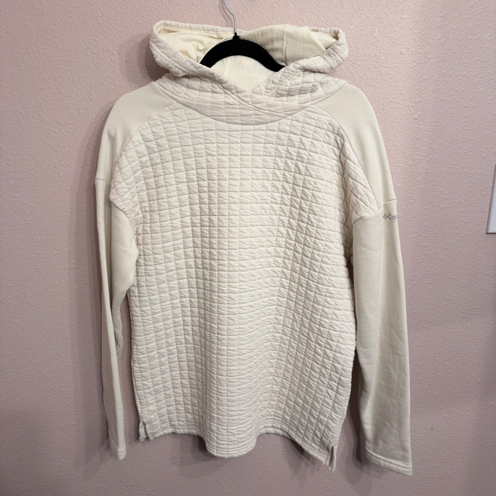 Columbia Womens Cream Quilted Hoodie Pullover Size M